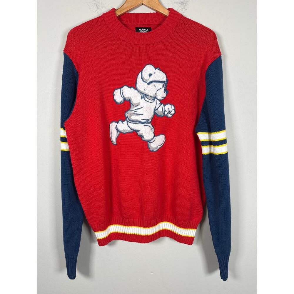 Hustle‎ Gang Sweater Mens Size Large Varsity Embroidered Crewneck